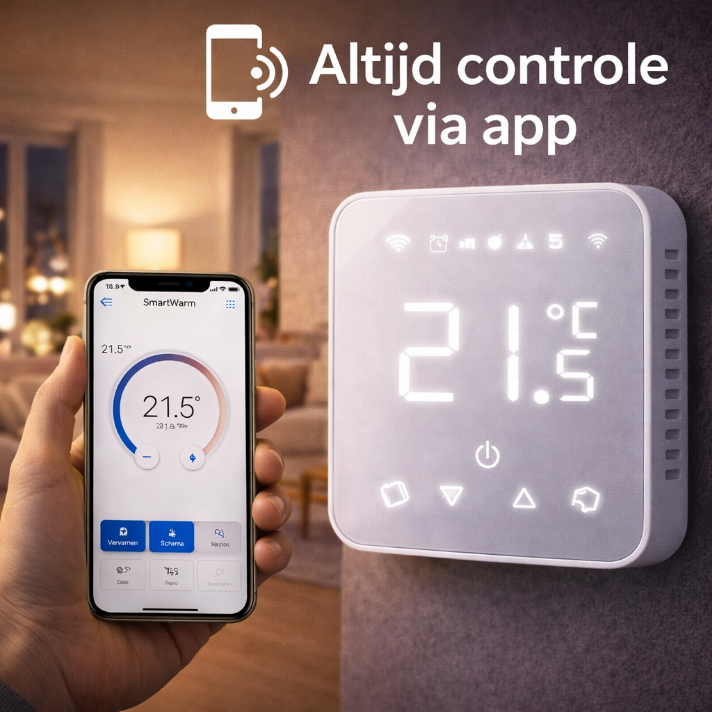 Slimme WiFi Thermostaat – App bediening – Bespaar tot €480/jaar – Werkt met CV-ketels BE/NL